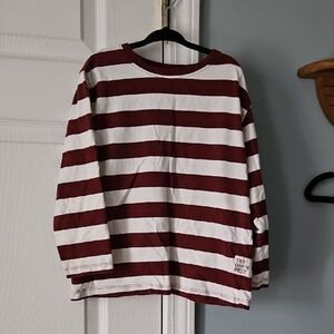 Zara Burgundy and White Striped Shirt